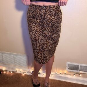 Lauren Ralph Lauren Animal Leopard Denim Print Pencil Skirt